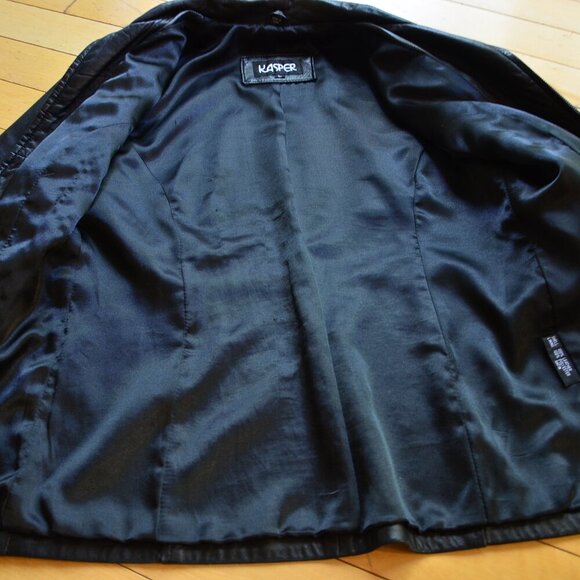 Kasper Genuine Leather Full Zip Collar Jacket Size L Black - Picture 8 of 11